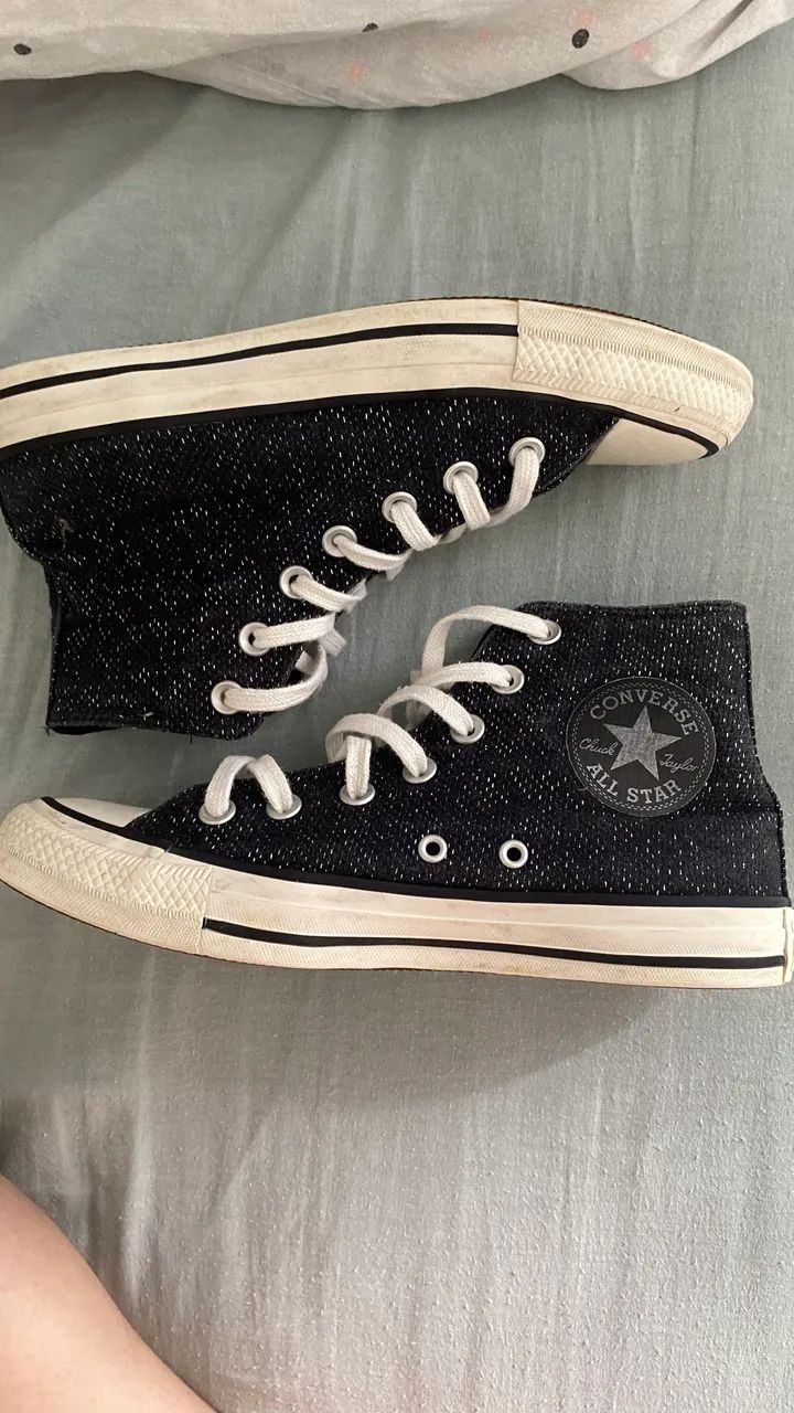 tênis converse all star preto com brilho