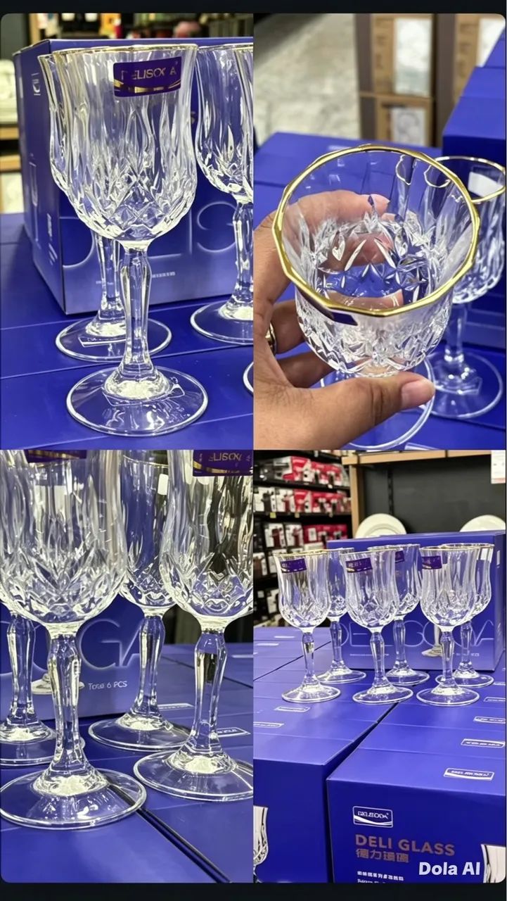 Taça com borda dourada 