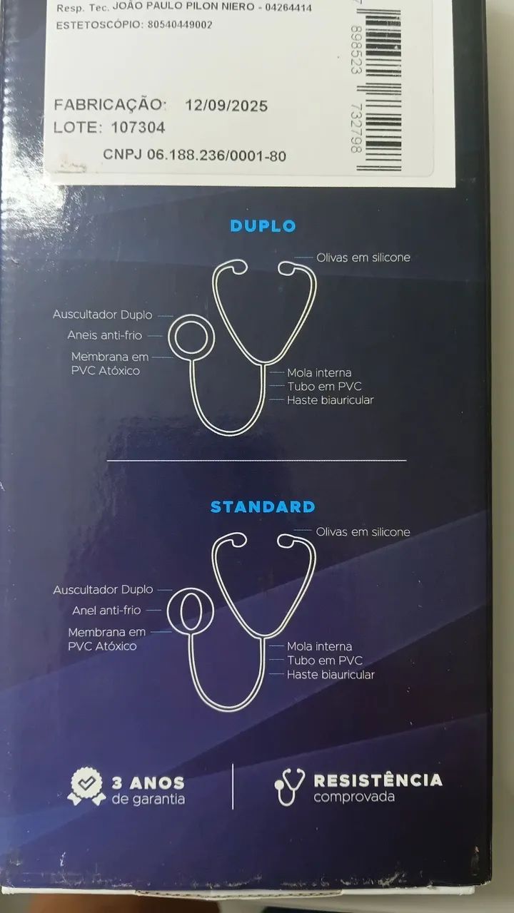 Estetoscópio Bic Efficace AD Duplo Cinza (Novo) - Foto 5
