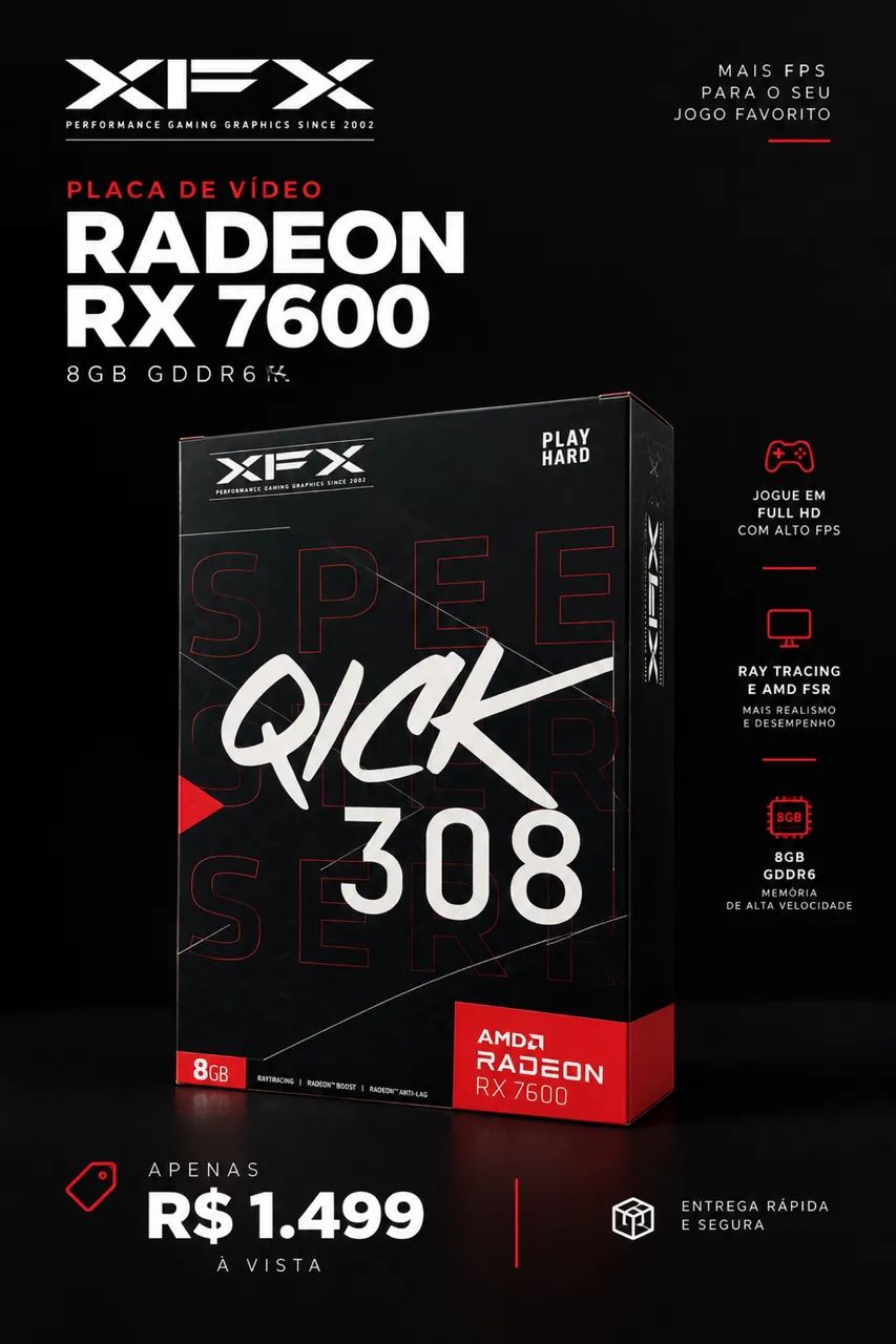 RX 7600 8g XFX 3 fans