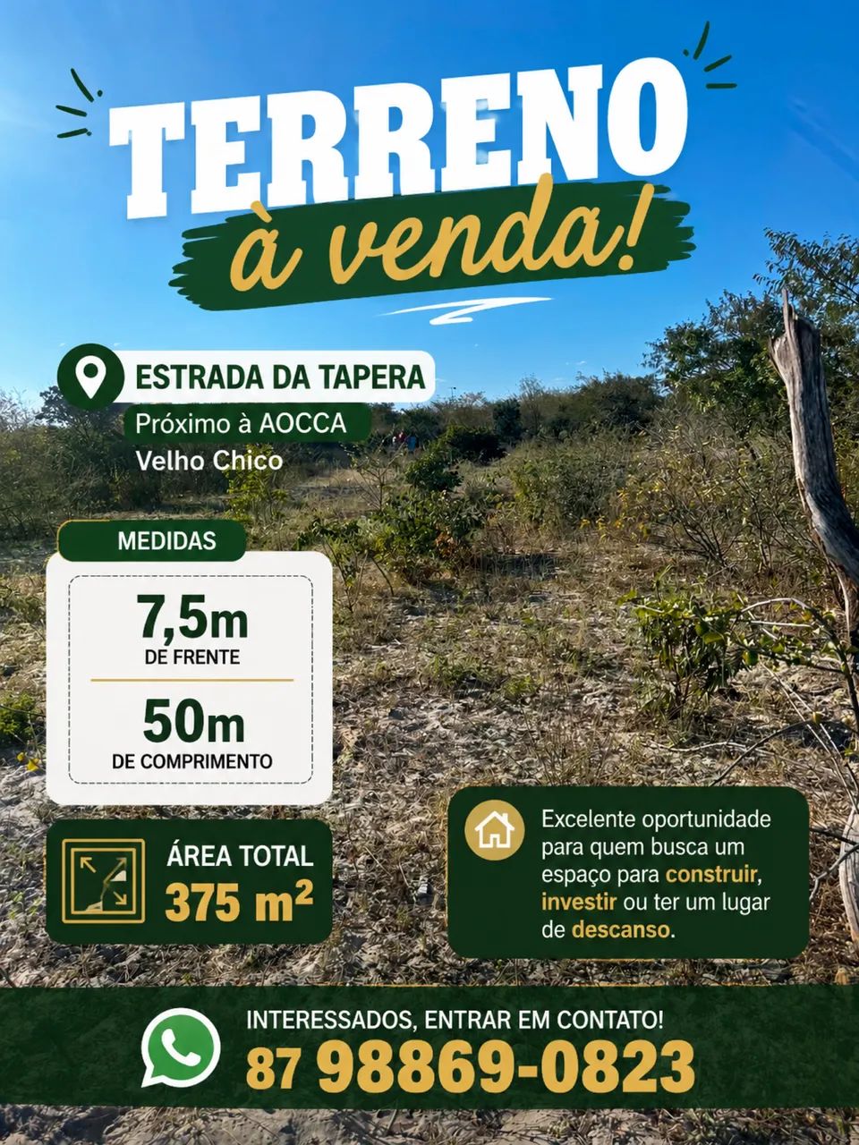 Terreno no sítio mandacaru 