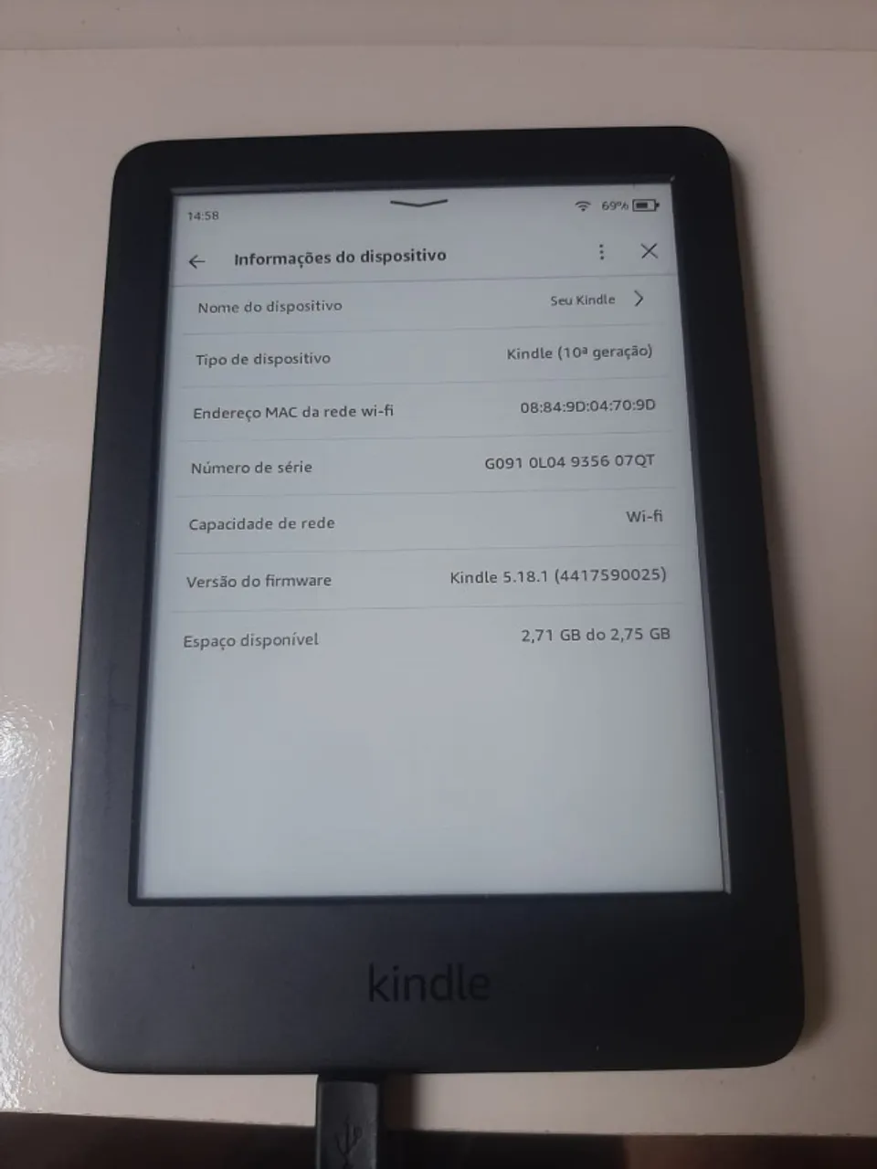 Kindle Paperwhite 10ª Geração 32GB + Capa + Cabo Original