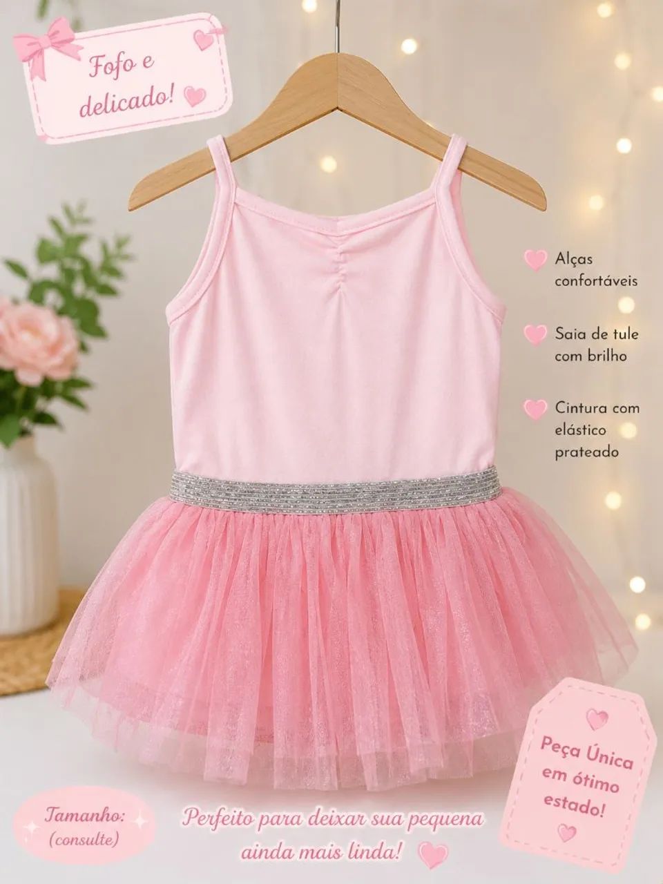 Vestidinho Infantil  com saia de tule