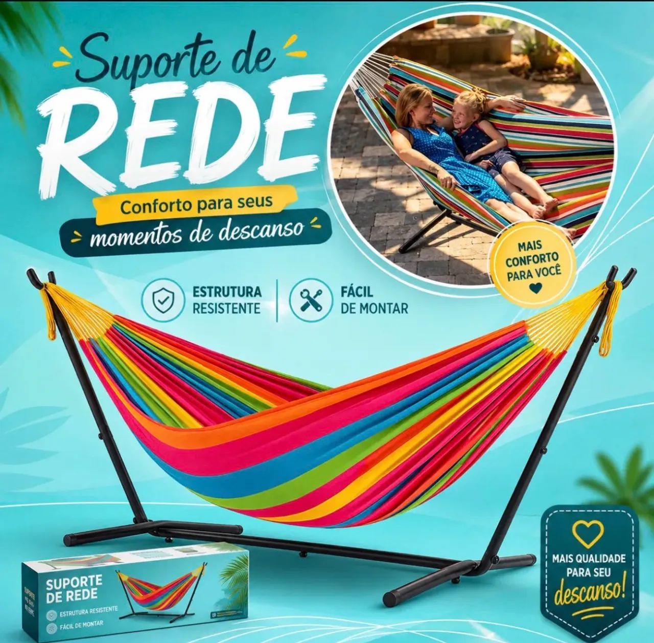 Suporte de chão com rede de descanso 