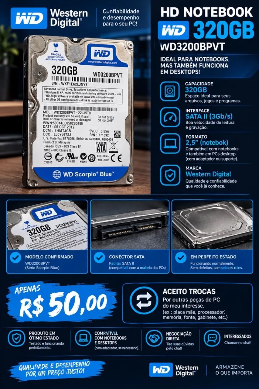 HD 320GB (pc e notebook)