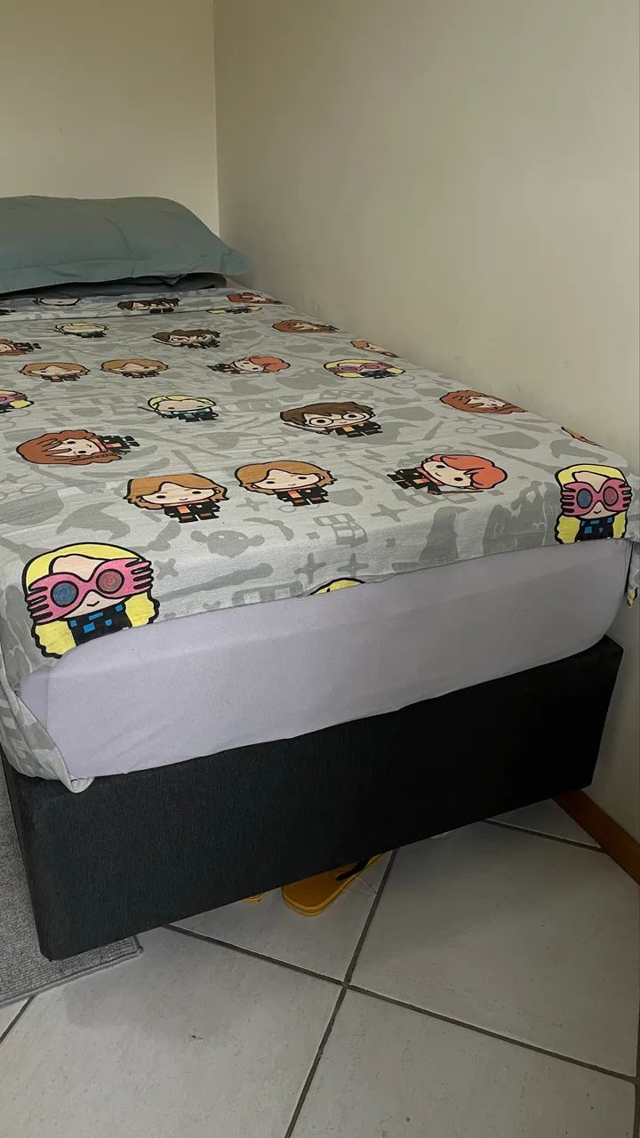 Base Box Solteiro 88x188 cm | Pés de Madeira | Em perfeito estado - Foto 4