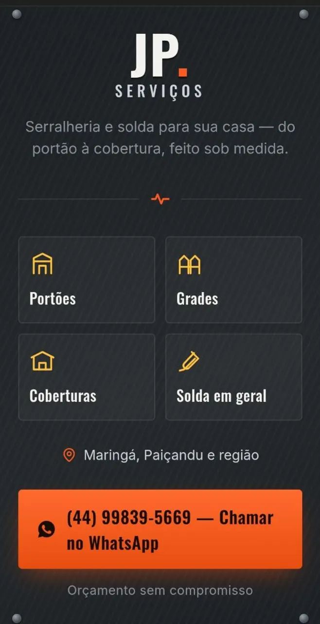  Orçamento e serviço    profissional liberal  área metalugica