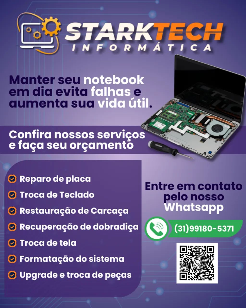 Manutenção em notebook, troca de tela, troca de teclado, formatação, troca de carcaça