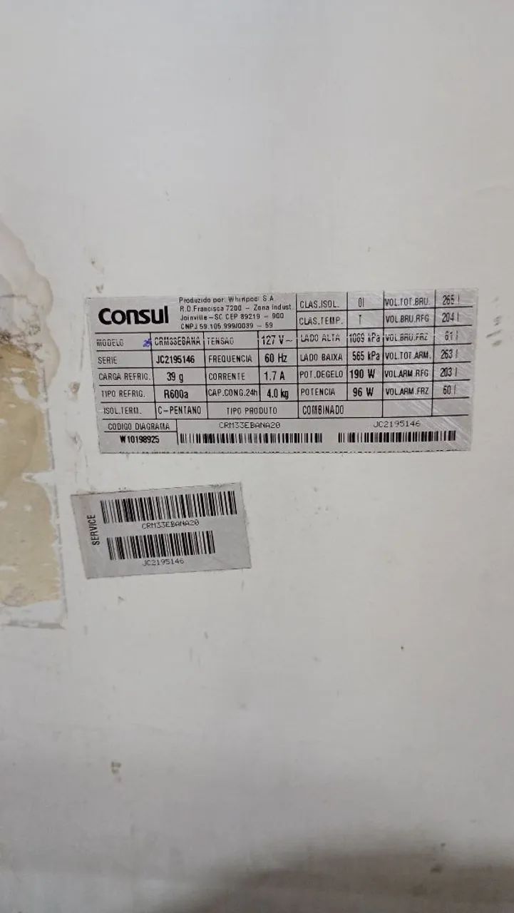 Refrigerador consul fosfri 
