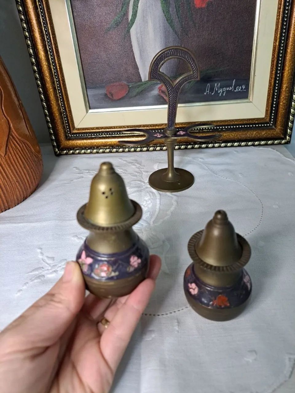 Galheteiro indiano em bronze antiguidade - Foto 3