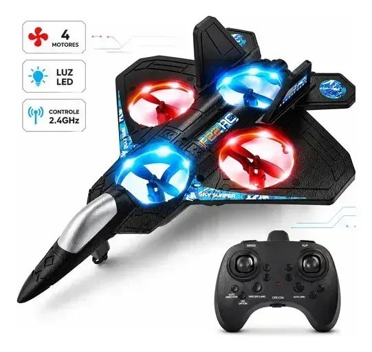 Drone Pterosauria 4D-V32 Avião Jato Controle Remoto 4 Eixos Led Acrobático Resistente - Foto 3