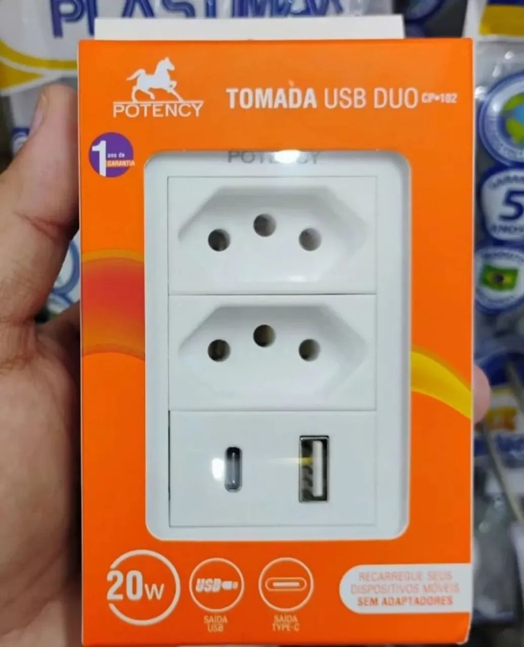 Tomada USB Duo com Entrada Tipo C - Foto 3