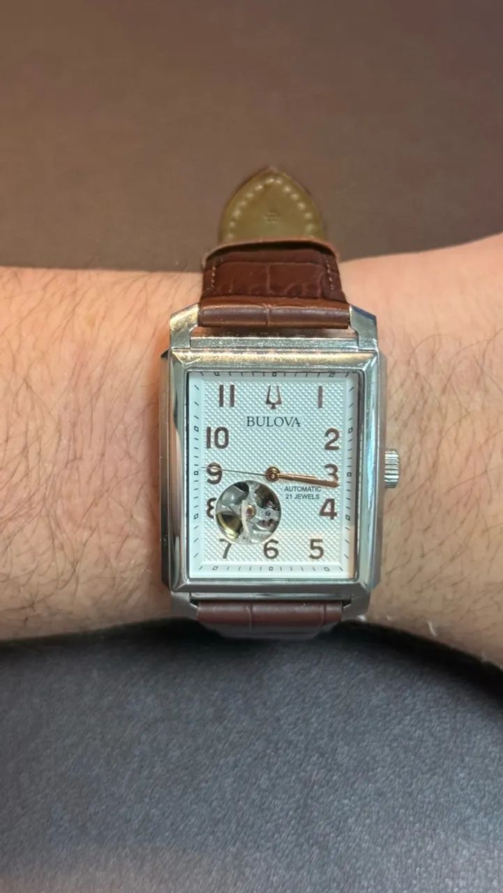 Relógio Bulova Masculino Automático Sutton Couro Marrom 96A268