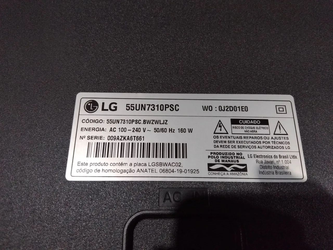 Tv LG 55pol com defeito
