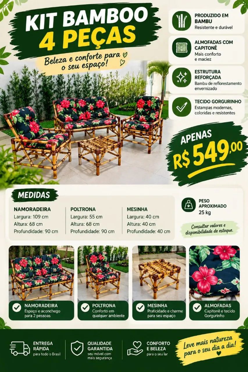 Conjunto bambu novo na embalagem 