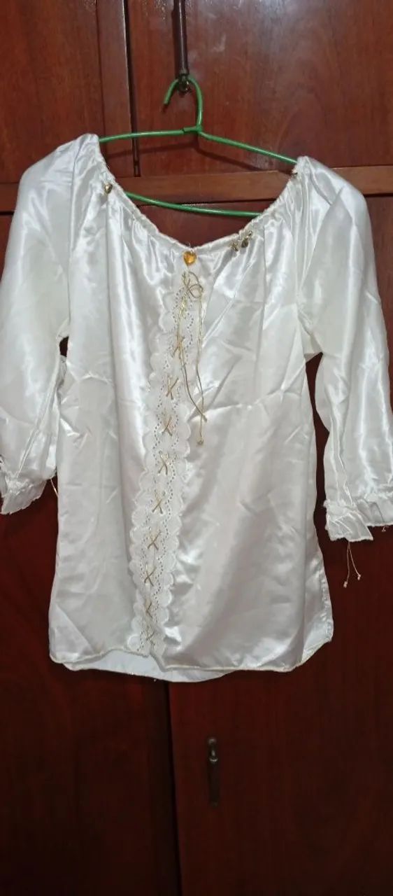 Conjunto saia rodada cetim branco - Foto 4