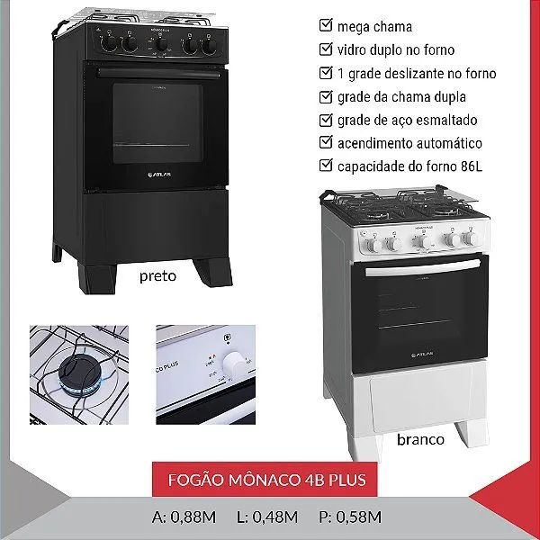 FOGAO MONACO PLUS 4 BOCAS 
