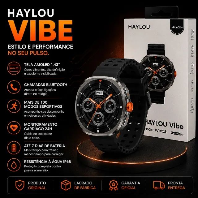 Smartwatch Haylou Vibe Com Tela AMOLED e Chamadas Bluetooth