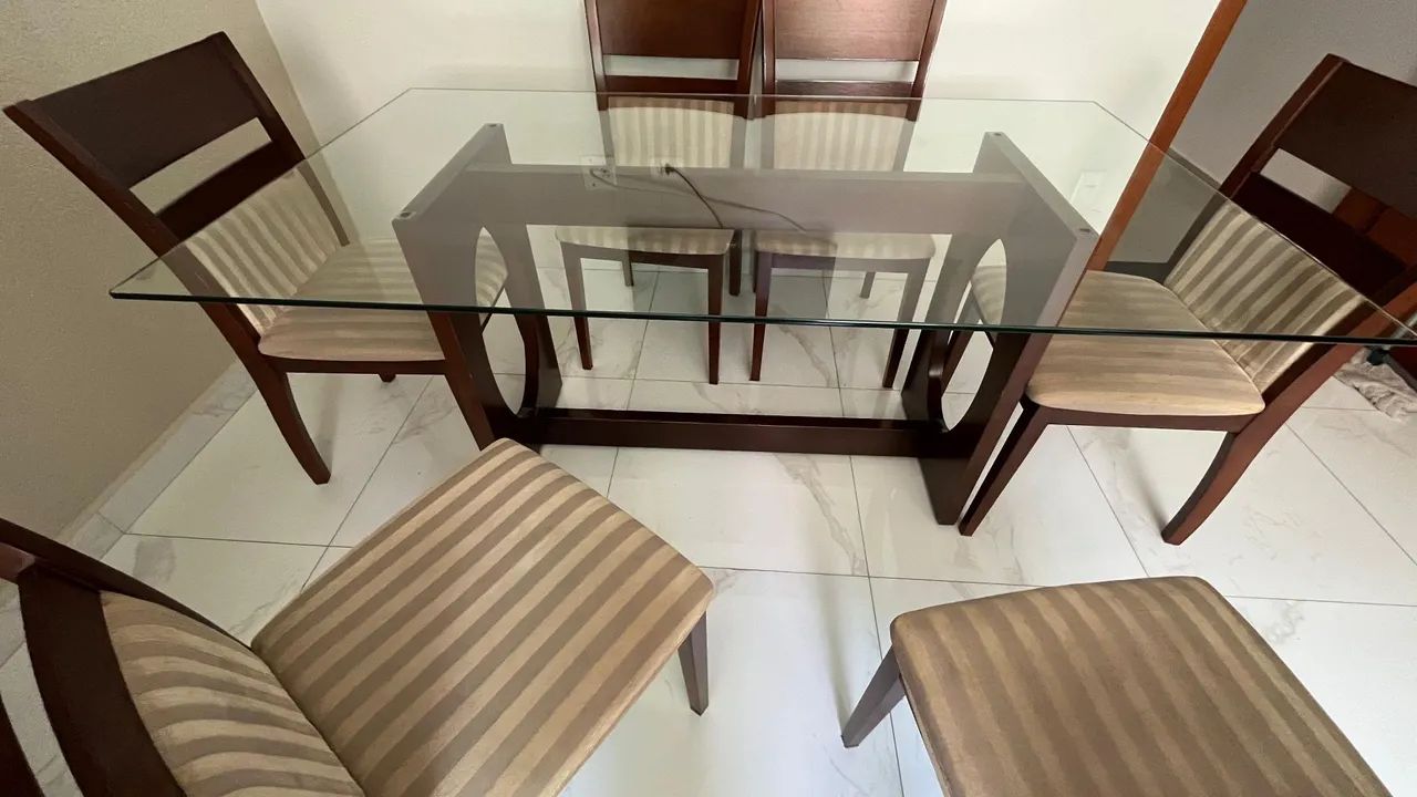 Mesa 6 cadeiras tampo vidro - Foto 2