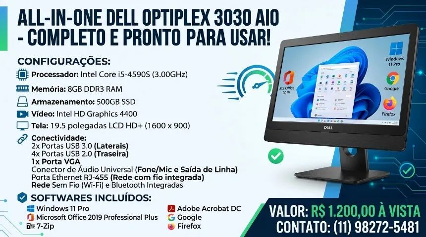 All in One DELL / Core i5 4590S / 8GB RAM / SSD 480GB