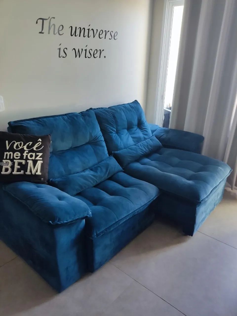 Sofá Retrátil e Reclinável - Azul marinho - Novo