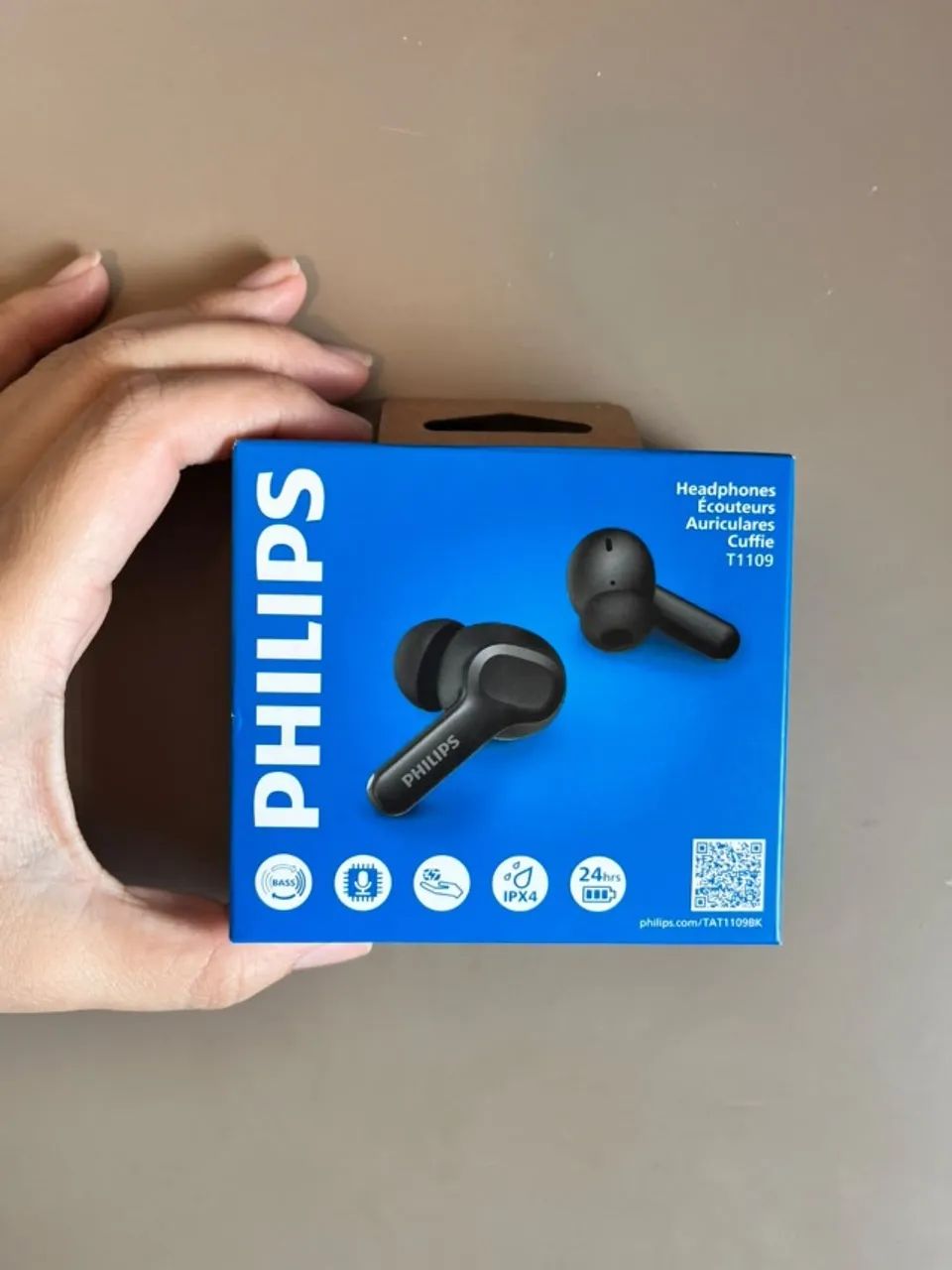 Fone de Ouvido PHILIPS Sem Fio TWS, TAT1109BK/00, Bluetooth, Com Microfone