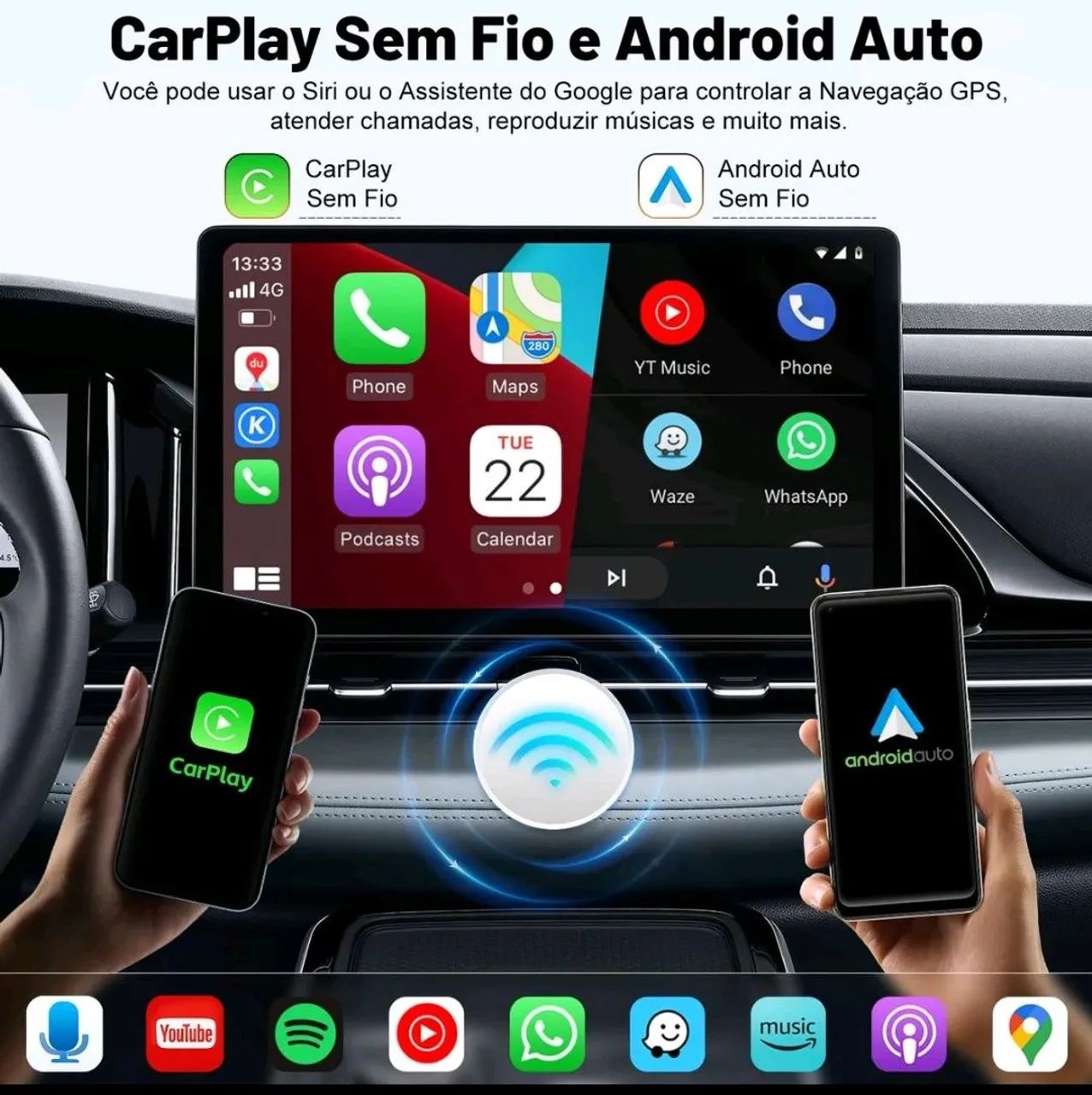 Tela touch carplay sem fio de 7 polegadas para carro  - Foto 2