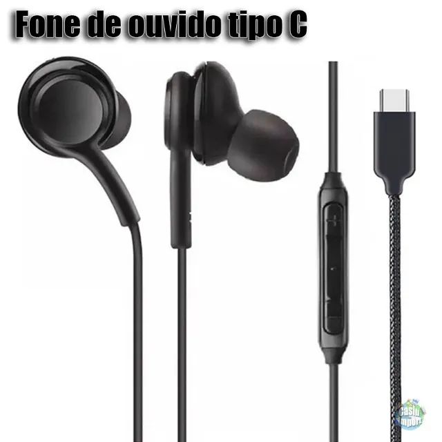 Fone de Ouvido Tipo-C intra-articular com microfone