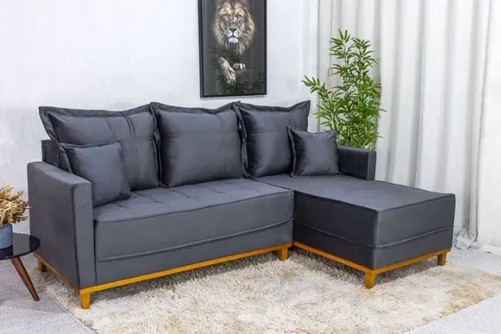 Sofá com Chaise Milão 2,30 m  Linho  Produto Novo! Pronta Entrega! - Foto 3