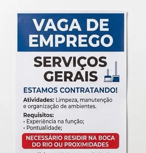 Vaga para serviços gerais 