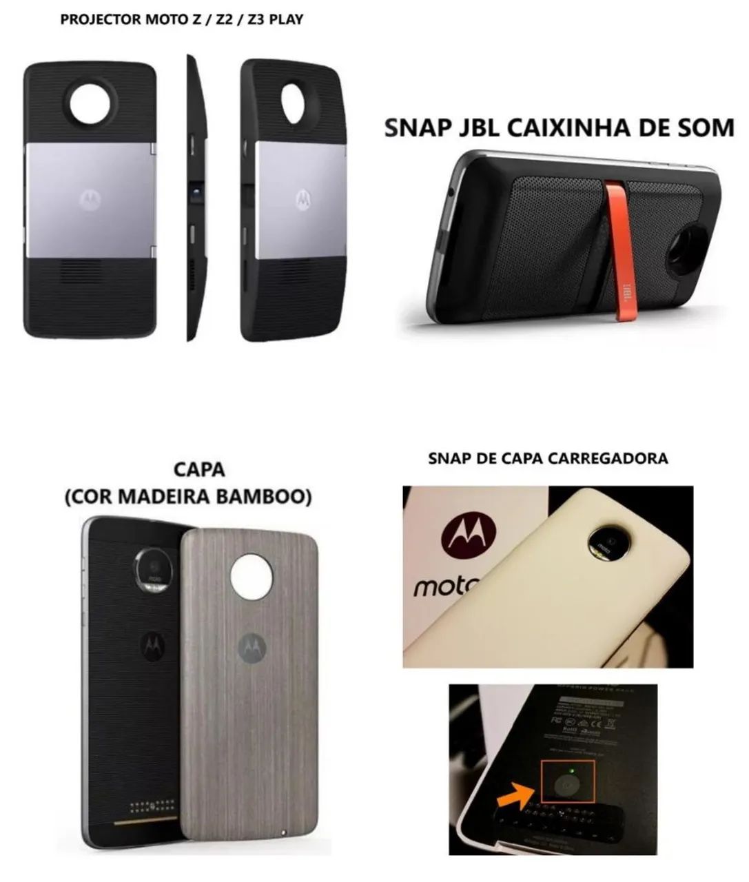 MotoSnap - Acessórios Originais para Moto Z / Z2 / Z3 (Play ou