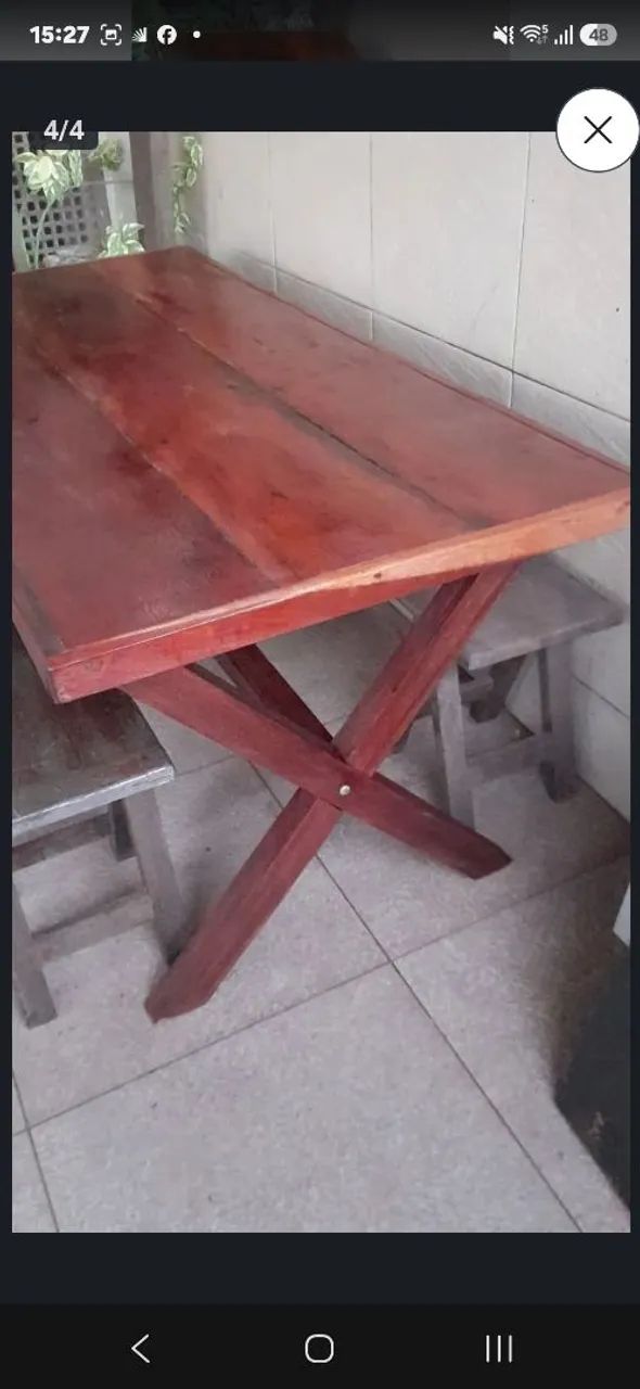 Mesa+2 bancos jatobá/ipê p/8 pessoas c/entrega  - Foto 3