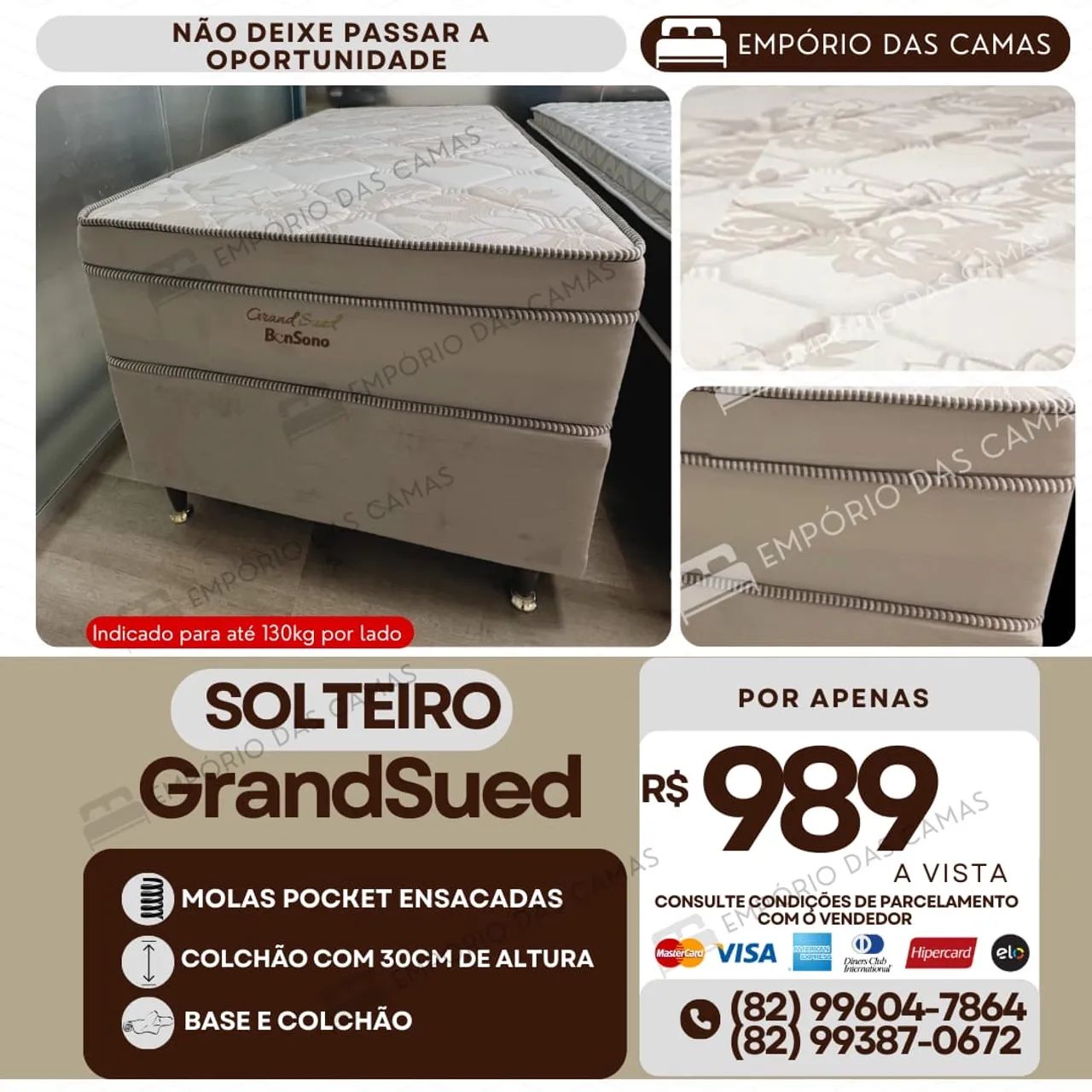 Cama molas ensacadas base + colchão Bonsono - Foto 3
