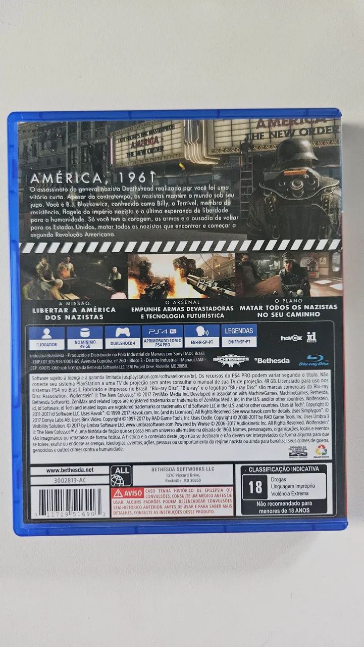 Wolfenstein II Ps4 original seminovo - Foto 2