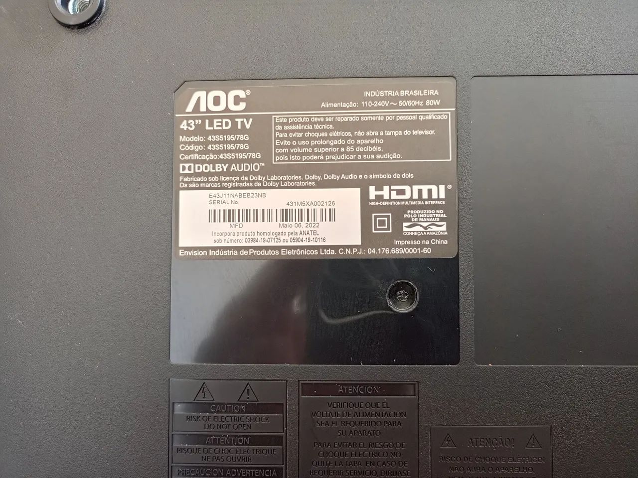Tv AOC 43 com defeito - Foto 4