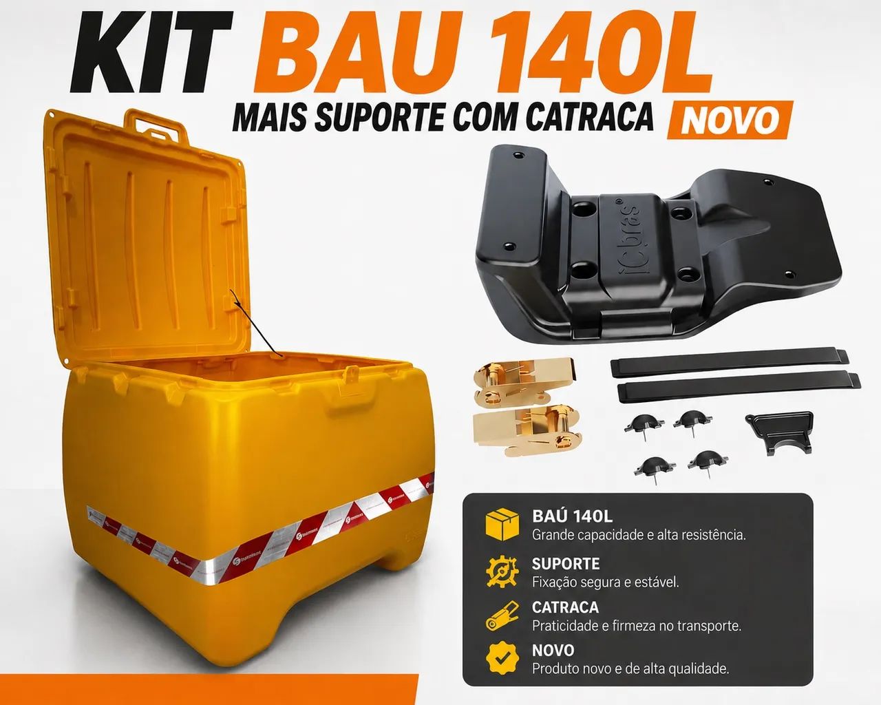 BAU MOTO 140L COM SUPORTE DE CATRACA ( PARCELO NO CARTAO ) 