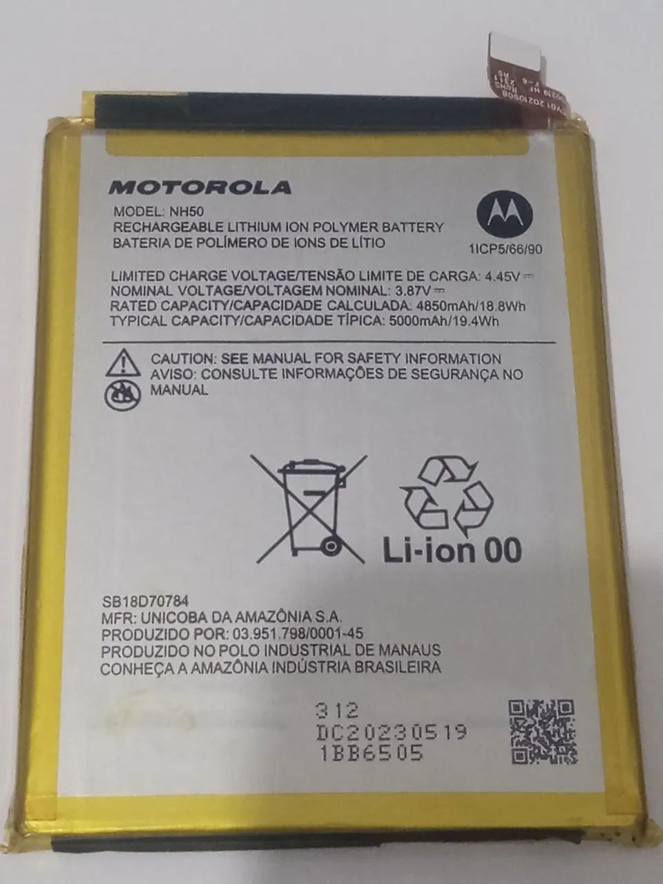 Bateria Motorola NH50 para moto E13/ G22/ G53/ original 