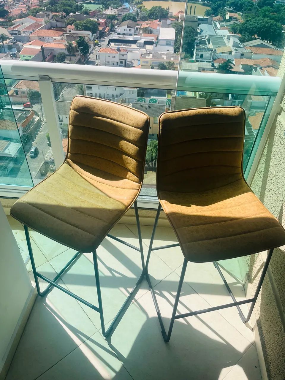 2 banquetas estofadas alta Caramelo - Foto 5