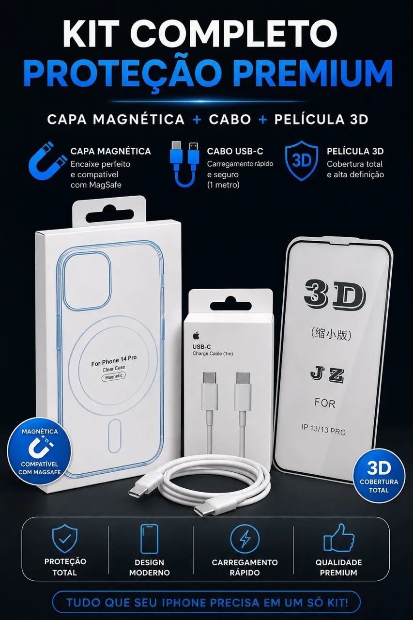 ? KIT PROTEÇÃO COMPLETA PARA IPHONE
