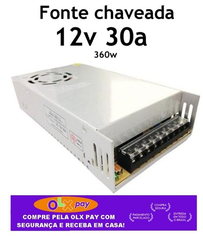 Fonte Chaveada 12v 30a Bivolt Chaveada Câmeras Cftv Som Automotivo etc