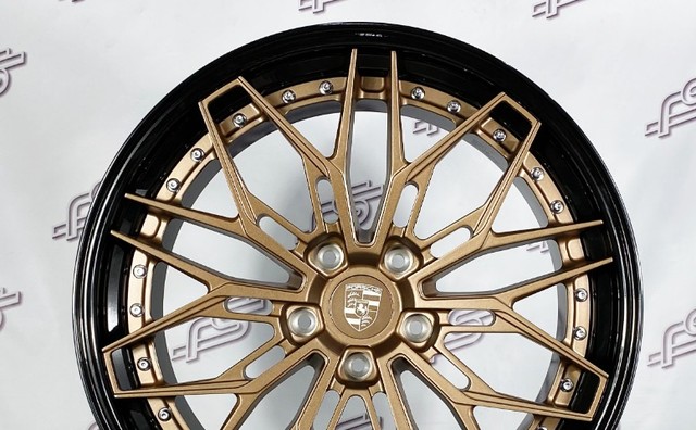 Rodas Porsche GT3 Forged 2 Peças Bronze Borda Preta 5x130 - 20X9,5 e 20x12 - Foto 3