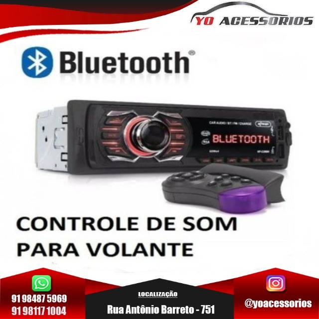 Som MP3 Player Com Bluetooth Usb Controle de Volante