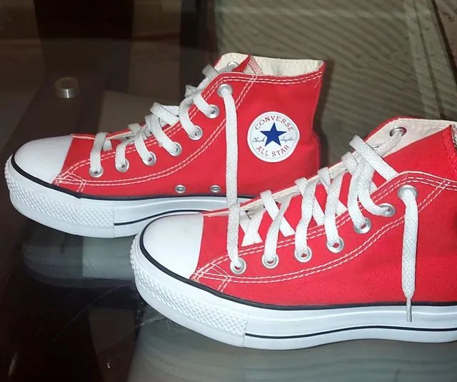 All star cano hot sale alto vermelho plataforma