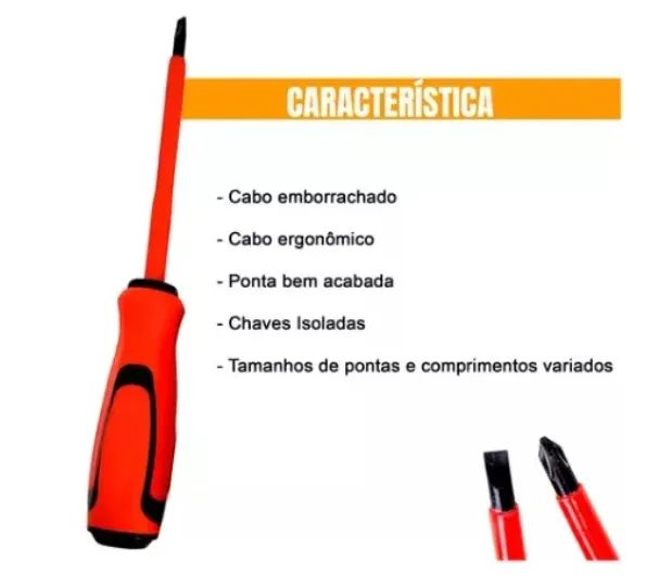 Kit Chaves Isoladas Para Eletricista Bomber BOM-3110 Nr10 6-Pçs - Foto 2