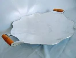 Disco de arado de Alumínio batido 50cm Alças de madeira