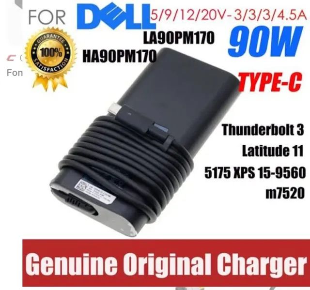 Fonte carregador tipo C. Para notebook Dell 