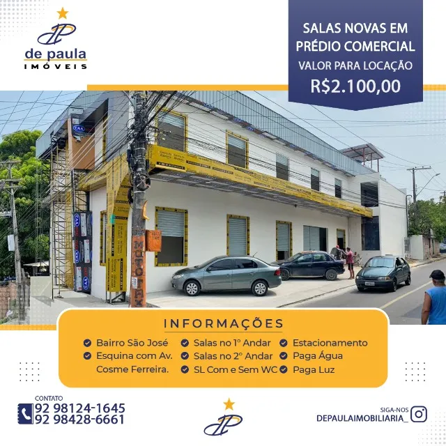 Alugo Salas Comerciais em Prédio Novo no São José / Zumbi.