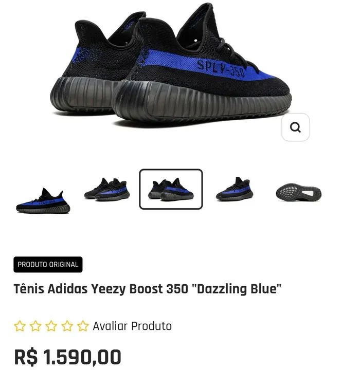 Tênis Adidas Yeezy Boost 350 "Dazzling Blue" TAM36 - Foto 2
