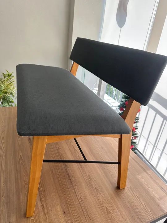 Banco de Jantar 2 Lugares Veld Avelã e Grafite 100 cm - Foto 4