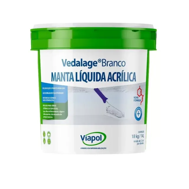 Impermeabilizante Manta Liquida Vedalaje Branco 18 Kg Viapol